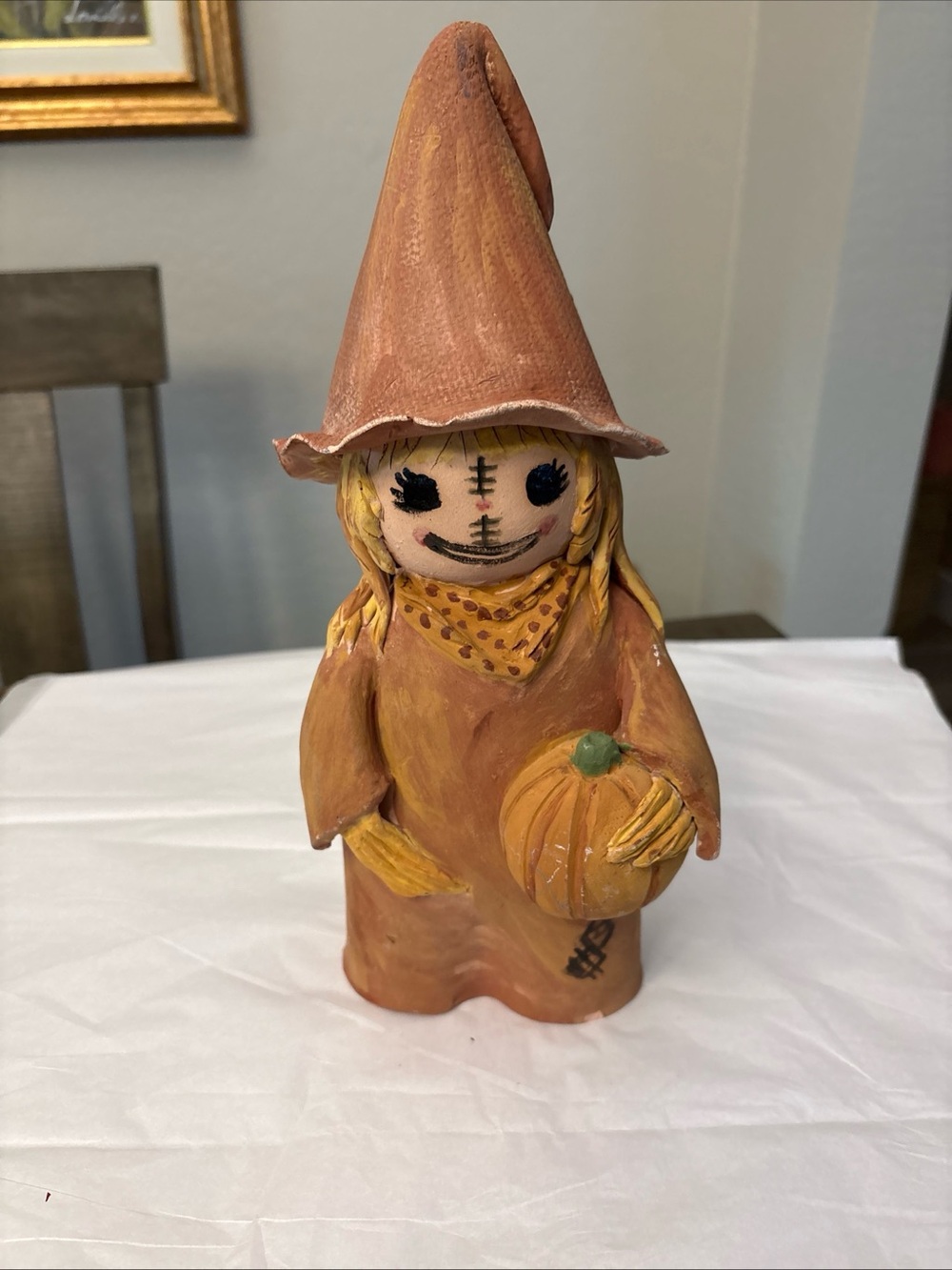 Sicily Italy Terracotta Hand Sculpted Painted Happy Scarecrow 13” Tall 3 Lbs